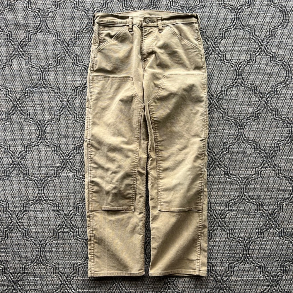 Levis Pants Mens 34x32 Tan Double Knee Canvas Utility Workwear Carpenter Rugged